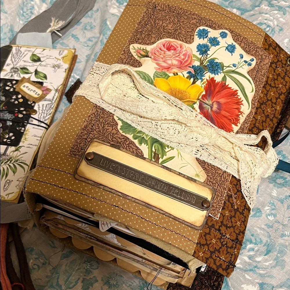 Floral Patchwork Journal with Lace Tie